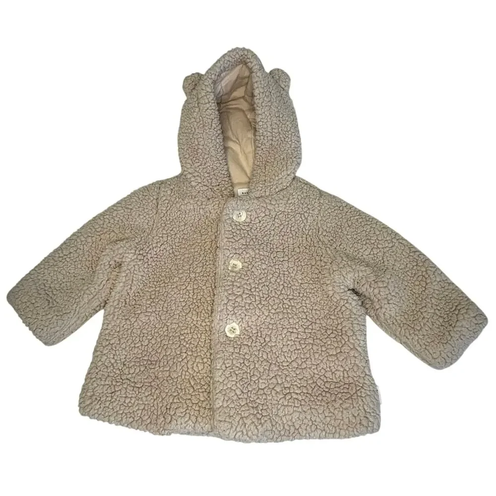 Baby Gap Teddy Bear Coat Girls/Boys 6–12M | Beige Sherpa Hooded Jacket